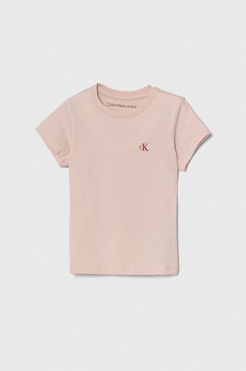Детская хлопковая футболка Calvin Klein Jeans 2 шт цвет розовый